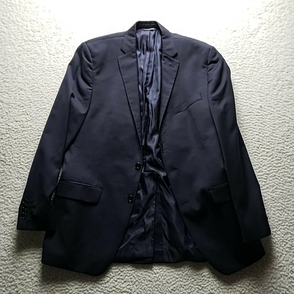 Ralph Ralph Lauren Suit Jacket Mens 48 Blue Wool Pinstripe Made In Canada Lined
